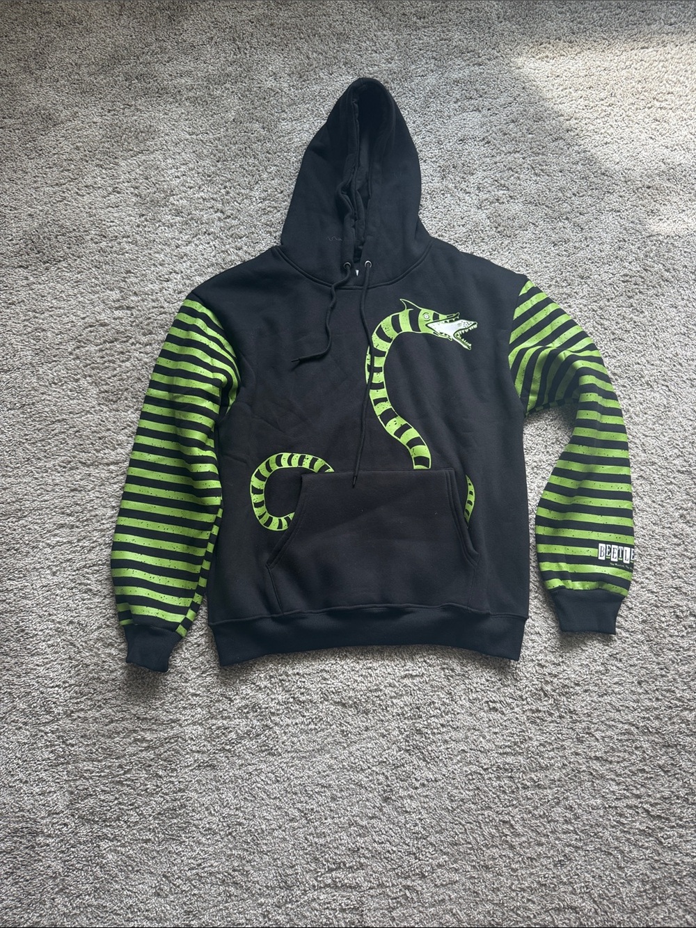 Beetlejuice the musical black & Neon Green Snake Hoodie